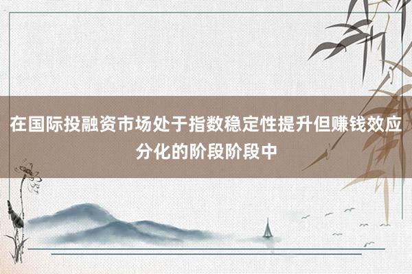 在国际投融资市场处于指数稳定性提升但赚钱效应分化的阶段阶段中